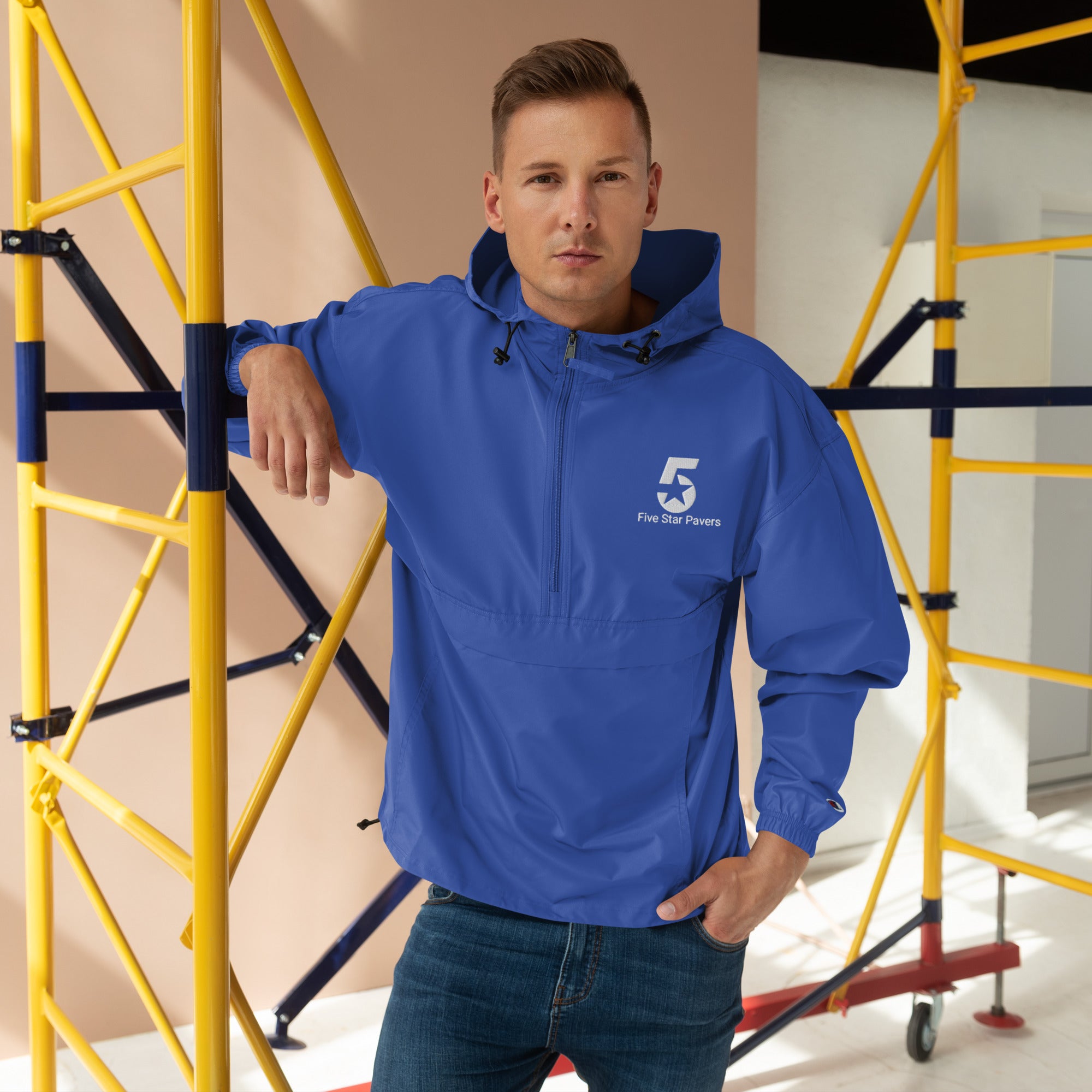 Embroidered Champion Packable Jacket White Logo